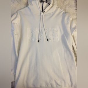 Hugo Boss white sweater with hood Size L